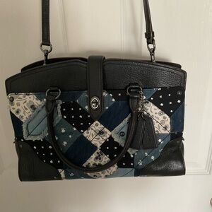 Coach Patchwork Leather Handbag - Black and Blue